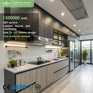 Gabinetes de Cocina Modulares de Estilo Moderno Goldtop Rta, Listos para Armar, Juego de Platos de Melamina Ecológicos con Fregadero y Grifo - Product Image 1