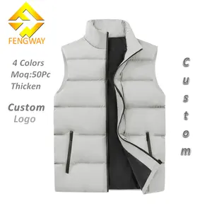 Fengway Custom Winter Mens Sleeveless Down Coat Casual Loose Warm Heated Jacket Plus Size Waistcoat For Men