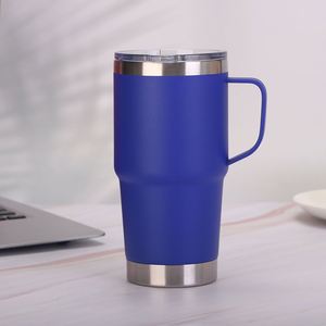 New OEM Stainless Steel Double Walled <b>Insulated</b> 20oz 30oz Tumbler <b>Mug</b> with Handle and Slider Lid - Product Image 1