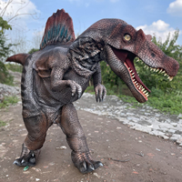 Costume de dinosaure Spinosaurus bleu réaliste grandeur nature personnalisé en métal pour centre commercial, école, usage intérieur/extérieur, public