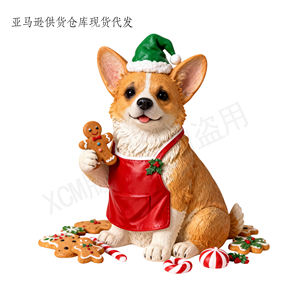 Statuette personnalisée adorable : Pug en chapeau de Père Noël pailleté et écharpe rouge, tenant un cadeau, belle décoration de Noël - Product Image 5