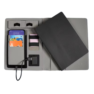 A5 Wireless Charging PU Leather Portfolio with <strong>Mobile</strong> Phone Bracket 8000mah Powerbank <strong>Notebook</strong> Padfolio - Product Image 2