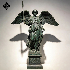 Statua Classica in Bronzo Fuso di Angelo Custode Alato con Spada, Scultura Artistica da Esterno per Progetti - Product Image 2