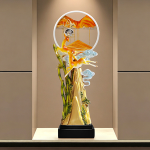 Sculpture de cerf en sable peint avec bambou, décoration élégante pour entrée et salon, idéale pour un cadeau de pendaison de crémaillère - Product Image 4