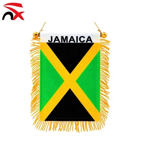 Mini Bandera de <span class=keywords><strong>Jamaica</strong></span> de Doble Cara con Flecos y Ventosa para Colgar en el Espejo Retrovisor del Coche o Ventana - Product Image 1