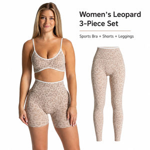Set da <span class=keywords><strong>Donna</strong></span> 3 Pezzi con Stampa Leopardata Senza Cuciture, <span class=keywords><strong>Abbigliamento</strong></span> in Filato Opaco di Alta Qualità dai Migliori Produttori di <span class=keywords><strong>Abbigliamento</strong></span> - Product Image 1