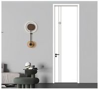 Portes intérieures ultra-minces modernes en aluminium et bois pour chambre à coucher, résistantes à l'humidité et aux insectes, avec panneau en cristal de carbone et finition double bordure