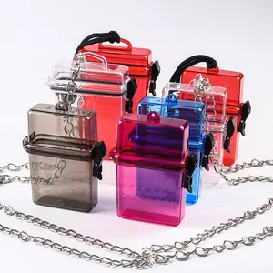 シガレットケースボックスハンギングネック透明シガレットボックス防水ライターシガレットボックスバッグ