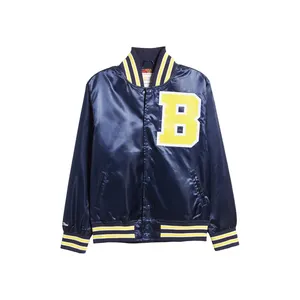 High Quality 2023 wholesale satin varsity letterman baseball embroidery patch bomber jacket