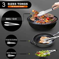 Penjepit Masak LIHONG Tahan Panas 600 Derajat, Penjepit Dapur Baja Tahan Karat dengan Pengunci Logam untuk Makanan, Salad, dan BBQ