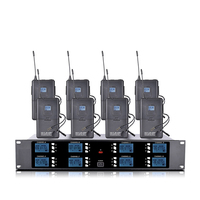 Système de microphones dynamiques sans fil UHF professionnels XTUGA A800 avec micros cravate sans fil 8 canaux en métal pour KTV à domicile et LED
