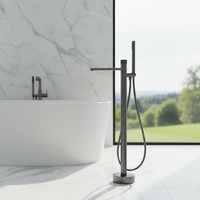 Nouvelle conception moderne : Ensemble de douche et mitigeur de baignoire en laiton, mitigeur de baignoire sur pied à cascade douce à poignée unique pour salle de bain