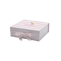Papier Kraft personnalisable cadeaux cosmétiques soins de la peau fleurs vêtements Pack magnétique rose boîte pliante avec poignée en ruban