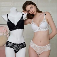 Lingerie renda gaya Amerika Eropa, terinspirasi Prancis, murni, menggoda, seksi, bra kawat, push-up, anti-kendur, half cup, model back.