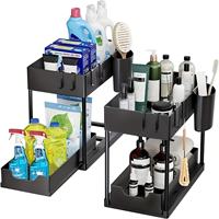Organisateur à 2 niveaux sous l'évier avec paniers coulissants Support de rangement multifonctionnel pour armoire de salle de bain cuisine espace de bain