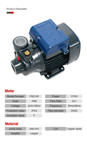 Pompa Perifer PMZ60 Tekanan Tinggi Kontrol Otomatis Penuh 0.5 HP Kebisingan Rendah Head Maksimum 28m Outlet 1" Housing Besi Cor