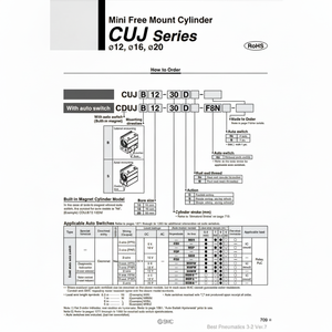 Cilindro de montaje libre SMC Pneumatics, piezas neumáticas - Product Image 1