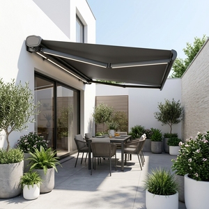 Auvent de terrasse automatique <span class=keywords><strong>avec</strong></span> baldaquin optionnel, en polyester imperméable, pour terrasse résidentielle et jardin - Product Image 3