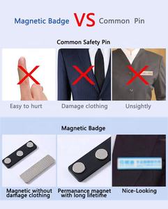 מגנט ניאודימיום 3D 3M תג ברזל מתכת דביק עצמי תג שם מגנטי עם סיכה לקישוט בגד מלאי זמין - Product Image 5