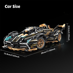 सुपर स्पोर्ट्स कार तीन आयामी मॉडल असेंबली बिल्डिंग ब्लॉक सेट, फैशनेबल ब्लैक गोल्ड कार उपहार सजावट - Product Image 3
