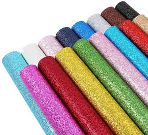 Shinning Craft Glitter PU Leather Sheets for children Holographic Faux Leather Fabric for Bow Earring Making DIY Craft