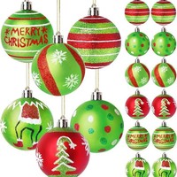 Lot de Boules de Noël Grinch de 6 cm en Gros, Boules de Noël Créatives Peintes à la Main, Ornements Suspendus pour Arbre de Noël pour Décoration de Fête