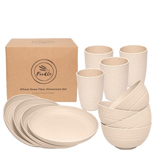 Produits sans BPA avec logo personnalisé, bols, tasses, assiettes et plats biodégradables, vaisselle en paille de blé, ensembles de vaisselle - Product Image 1
