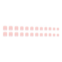 Vente en gros, nouveauté mode été 24 pièces/boîte, faux ongles à pression carrée courts dégradés blancs et roses