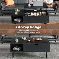 Étagères de rangement multifonctionnelles Compartiment caché Table basse pliable réglable noire pour le salon et le bureau