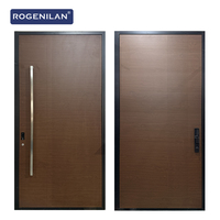 Portes de sécurité modernes en bois de Foshan Rogenilan, portes extérieures, porte d'entrée en aluminium pour maison