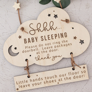 Nicro nouveau Design nuage en forme <span class=keywords><strong>de</strong></span> bébé dormir étiquettes suspendues pour pépinière <span class=keywords><strong>maternelle</strong></span> enfants chambre porte en bois signes bouton décoration - Product Image 2