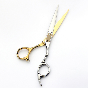 Tijeras Profesionales para Adelgazar el Cabello, Mango Dorado/Plateado, para Diestros, Acero Inoxidable, Uso en Salón, Tijeras de Mango Largo - Product Image 4