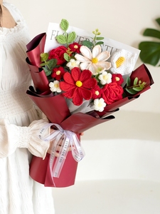 Ramo <span class=keywords><strong>de</strong></span> Rosas Gerbera Artificiales Hechas <span class=keywords><strong>a</strong></span> Mano con <span class=keywords><strong>Ganchillo</strong></span>, Decorativas para Navidad, Graduación, <span class=keywords><strong>A</strong></span>ño Nuevo, Pascua, San Valentín, Venta al por Mayor - Product Image 2