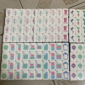 White Ceramic <b>Mahjong</b> Tiles Printed <b>Mahjong</b> <b>Set</b> Color Symbol Game Pieces for Club Casino Home Use - Product Image 1