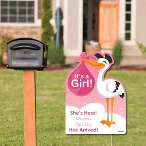 <b>Custom</b> Baby Announcement Yard Signs Waterproof UV Resistant Fade Proof with H-Stake for Outdoor Lawn Newborn Party Decor - Product Image 4