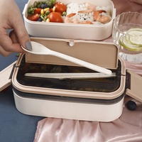 Boîte à repas portable de haute qualité avec compartiments, compatible micro-ondes, pour étudiants et employés de bureau, emballée en carton