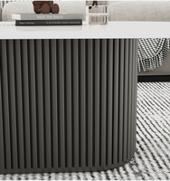 Table basse ovale pour salon, table basse moderne en pierre frittée blanche, tables de café