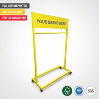 Présentoir à vêtements métallique robuste sur mesure en gros, support de suspension mobile pour vêtements avec en-tête personnalisable pour magasin de prêt-à-porter