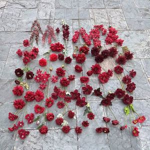 LO-592 Nouvelles roses et lys en soie rouges chinoises faites à la main, fleurs artificielles pour la Saint-Valentin, accessoires de photographie, décoration intérieure - Product Image 1