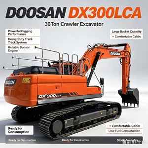 Excavadora de cadenas Doosan DX300LCA usada, 30 toneladas, excavadora pesada coreana original en stock para minería en buen estado - Product Image 1
