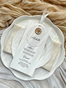 Tarjeta de Itinerario de Boda en Forma de Abanico con Impresión de Vainilla, Borla Verde, Estampado Dorado, Papel Elegante, Impresión Offset, Diseño de Logotipo Personalizado CN - Product Image 3