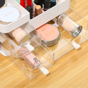 Plastic Makeup Organizer for Vanity Large Skincare Organizers 8 Compartments Bathroom Organizer Cosmetic <strong>Storage</strong> Three <strong>Draw</strong> - Product Image 2