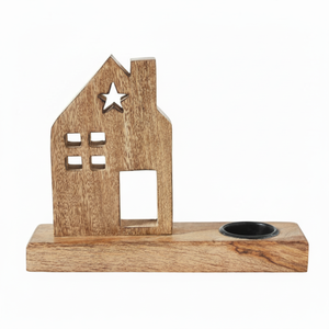 Cabane en forme de conception bougeoir en bois décoration de la maison bougeoir Design Vintage Look dessus de Table pour salon décor d'hôtel - Product Image 1