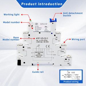 6A mỏng Giao diện tiếp sức 24V SSR Din Rail với ổ cắm hf41f ổ cắm SSR cho hf41f 12V 24V Din Rail mỏng tiếp sức - Product Image 4