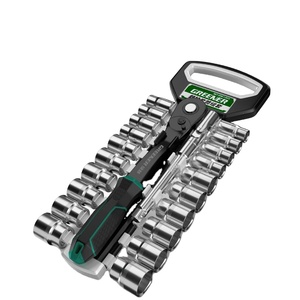 Jeu de clés à molette à double extrémité avec cliquet en acier au chrome-vanadium, outils de réparation métriques - Product Image 1