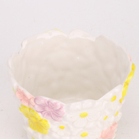 Pot Tanaman Keramik Bunga Daisy Buatan Tangan Redeco, Wadah Sukulen 3D Embossed, Bunga Kuning Pink Putih, Tiga Ukuran, Dekorasi