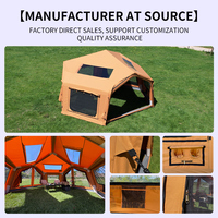 Tente Gonflable Portable de Luxe Quatre Saisons pour 6-8 Personnes, Installation Facile, Imperméable, Résistante au Vent, Autoportante, en PVC et Coton Durable