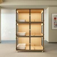 Armoire multicouche en bois massif pour animaux de compagnie avec salle de repos pour l'embarquement et l'affichage