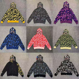 Sudadera con capucha y cremallera XX Letter Shark Puff estampada, <span class=keywords><strong>de</strong></span> corte holgado, 100% algodón, para hombre y mujer, unisex, estilo urbano, alta calidad, Bapees 2026 - Product Image 3