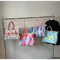 Grand sac fourre-tout en toile avec franges - Sac à bandoulière fait main pour femmes, usage quotidien et plage